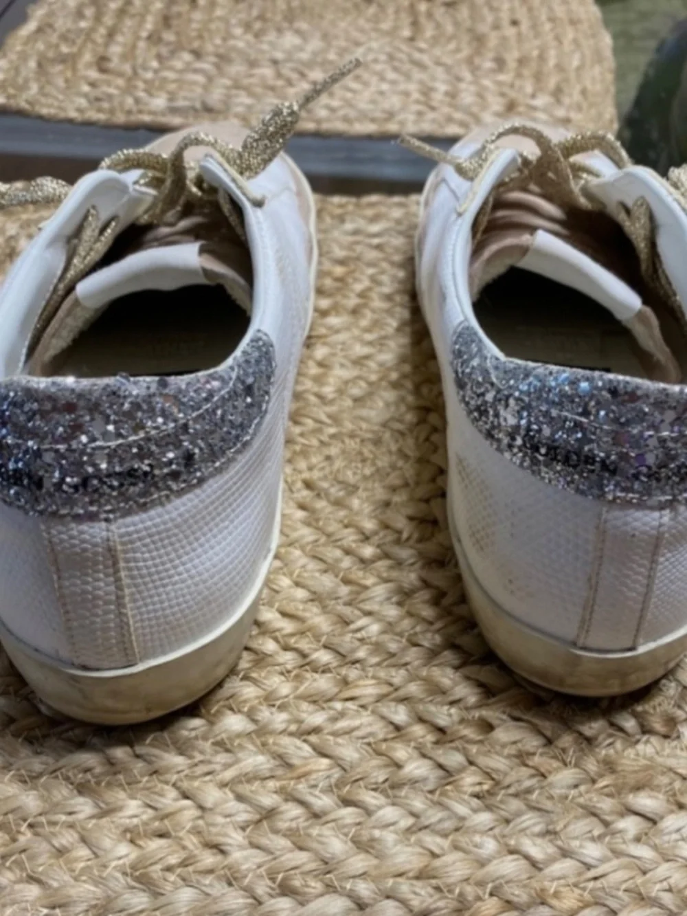 Golden Goose White Nude Platinum super Star Classic Sneakers with Stars